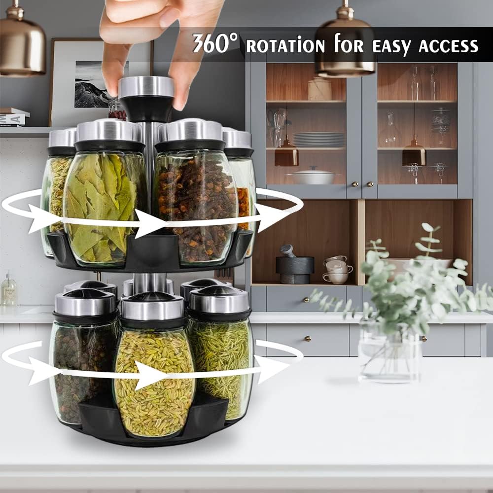 Revolving Spice Rack Organizer Countertop, Spinning Spice Storage Rack Tower Organizer