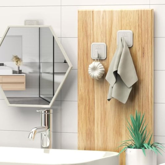 Adhesive Hooks, Designer Hooks, for Hanging  Easy to Hang Robe Towel Sticky Hooks, Waterproof Adhesive Wall Hooks