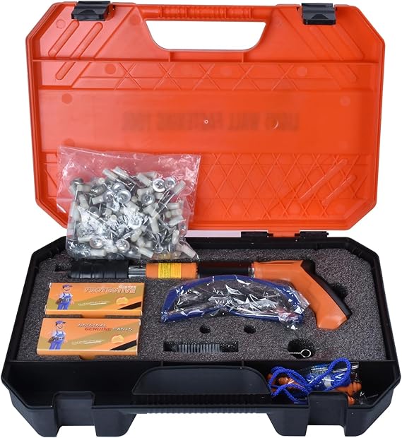Nail Gun with Round Nails,Portable Speed Nail Gun Kits,Adjustable Manual Steel Nail Gun Tool with Gloves,Glasses