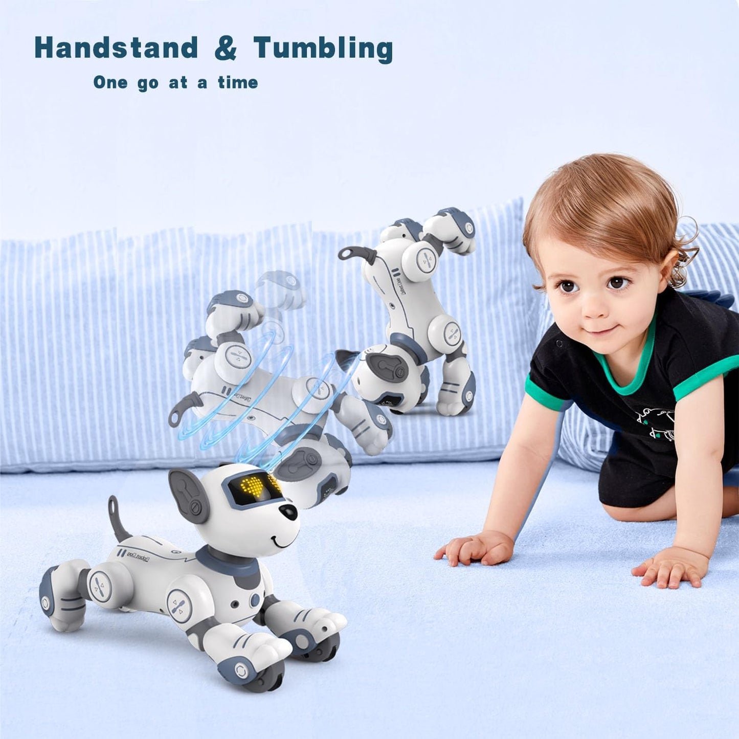 Remote C Kids, Programmable Smart Interactive Stunt Robot Dog with Touch Function Singing Dancing Walking Smart RC Robot Dog Toy Gift for Boy Girl 3 4 5 6 7 8+ Year Old(Blue