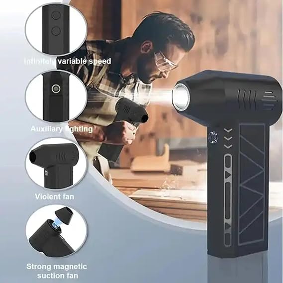 Mini Jet Fan, Super Strong Brushless Motor, Ultra High-Speed, Extra Long Range, Violent Wind Force, Magnetic Suction Nozzle, Dust Blowing Artifact, Small Hand Fan