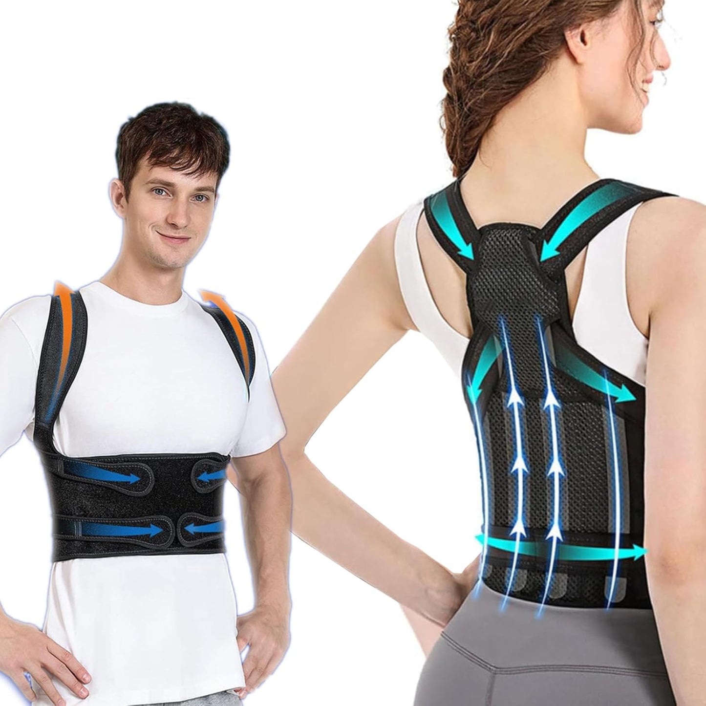 Back Brace with Suspenders for Men - Adjustable - Removable Shoulder Straps - Lumbar Support Belt - Lower Back Pain, Work, Lifting, Exercise, Gym - Black