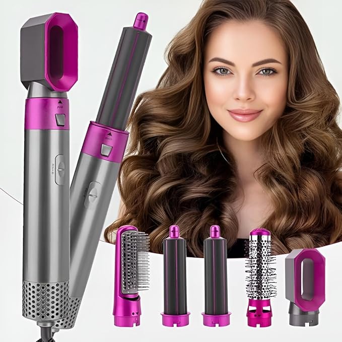 The Best 5-in-1 Hair Dryer & Styler Brush Set - Professional Hair Curler, Straightener, Comb & Detangler | Fast Drying, Styling, Curling, Straightening & Volumizing