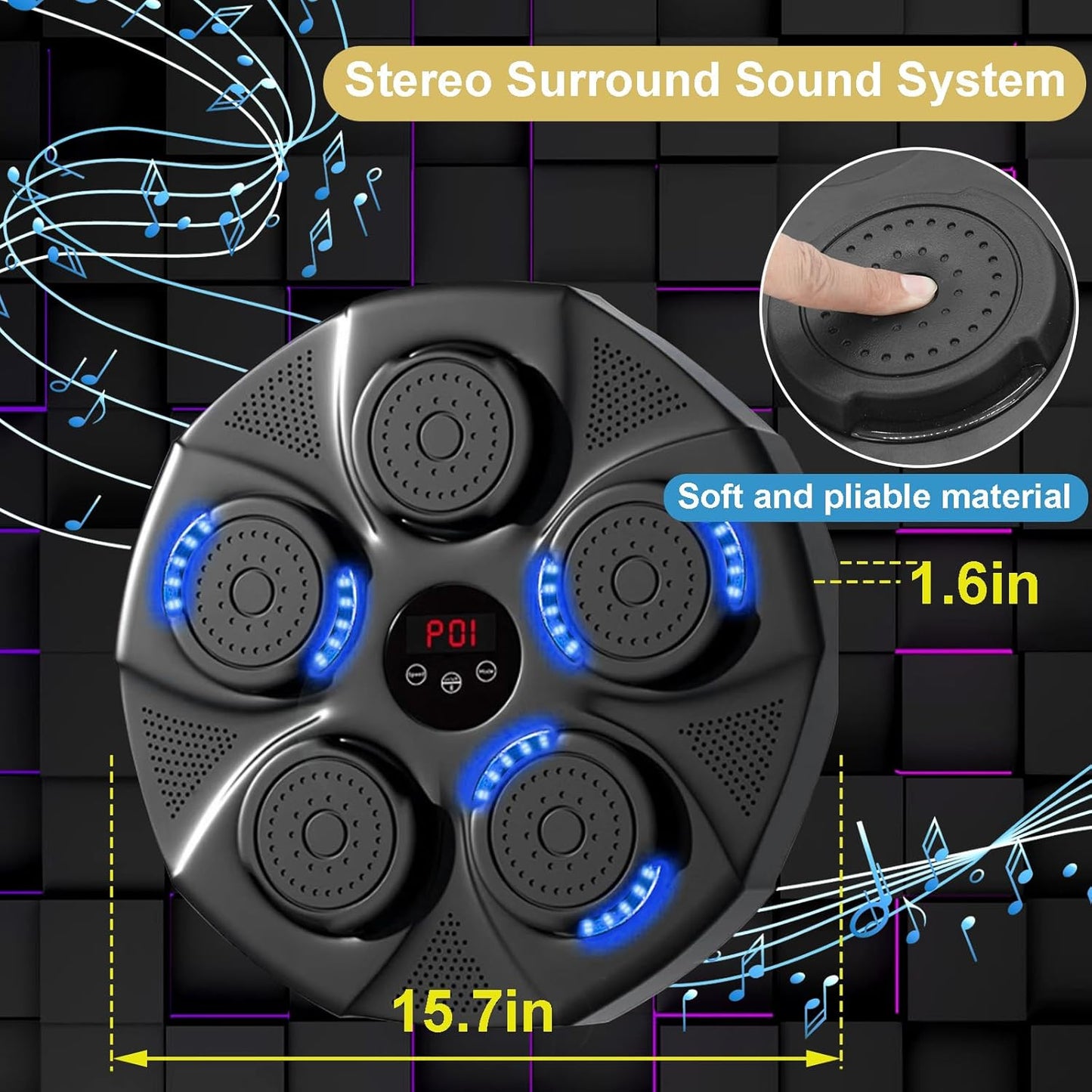 Music Boxing Machine Wall Mounted Smart Bluetooth Boxing Equipment for Boxing Enthusiasts (Black)