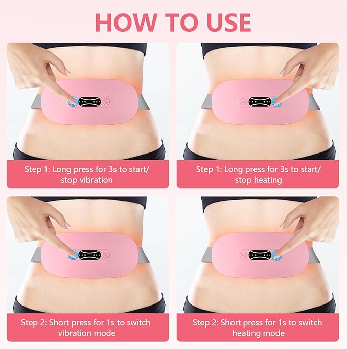 Sika deer Portable Heating Pad for Period Cramps, Electric Waist Belt Device, Menstrual Heating Pad with 5 Heat Levels and 4 Massage Modes for Cramps Relief Gift for Women and Girls