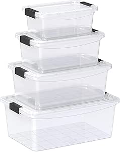 Set of 5 Liters Clear Plastic Storage Boxes with Lockable Lids