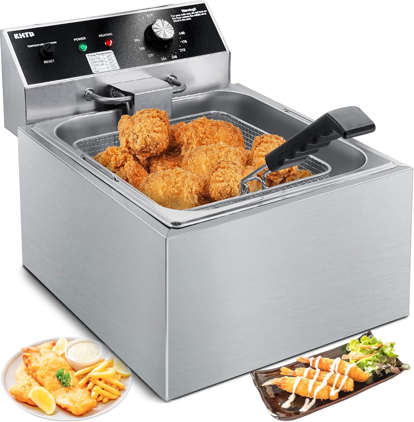 Commercial Deep Fryer, 11.6QT/11L Extra Large Electric Stainless Steel Countertop Oil Fryer with Baskets, with Temperature Control for Restaurant and Home Use