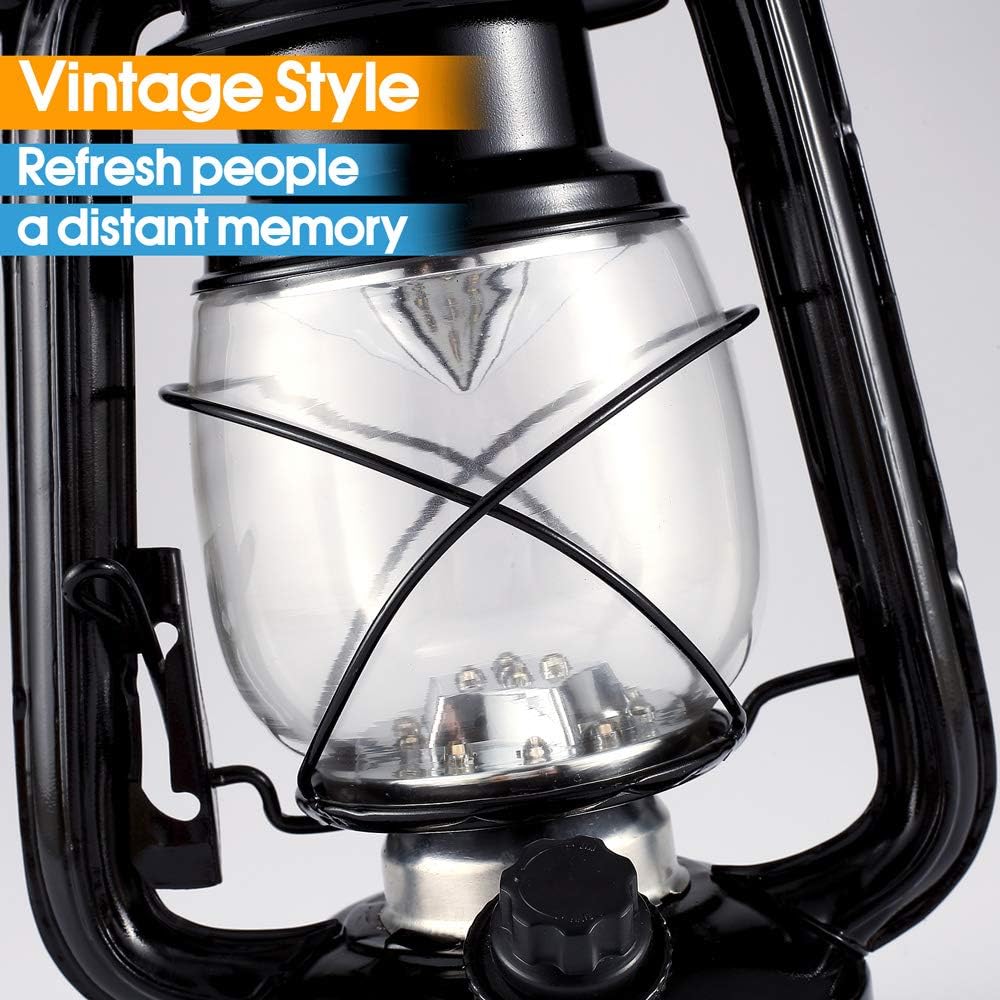 Vintage LED Hurricane Lantern Camping Lamp, Warm White Battery Operated Lantern