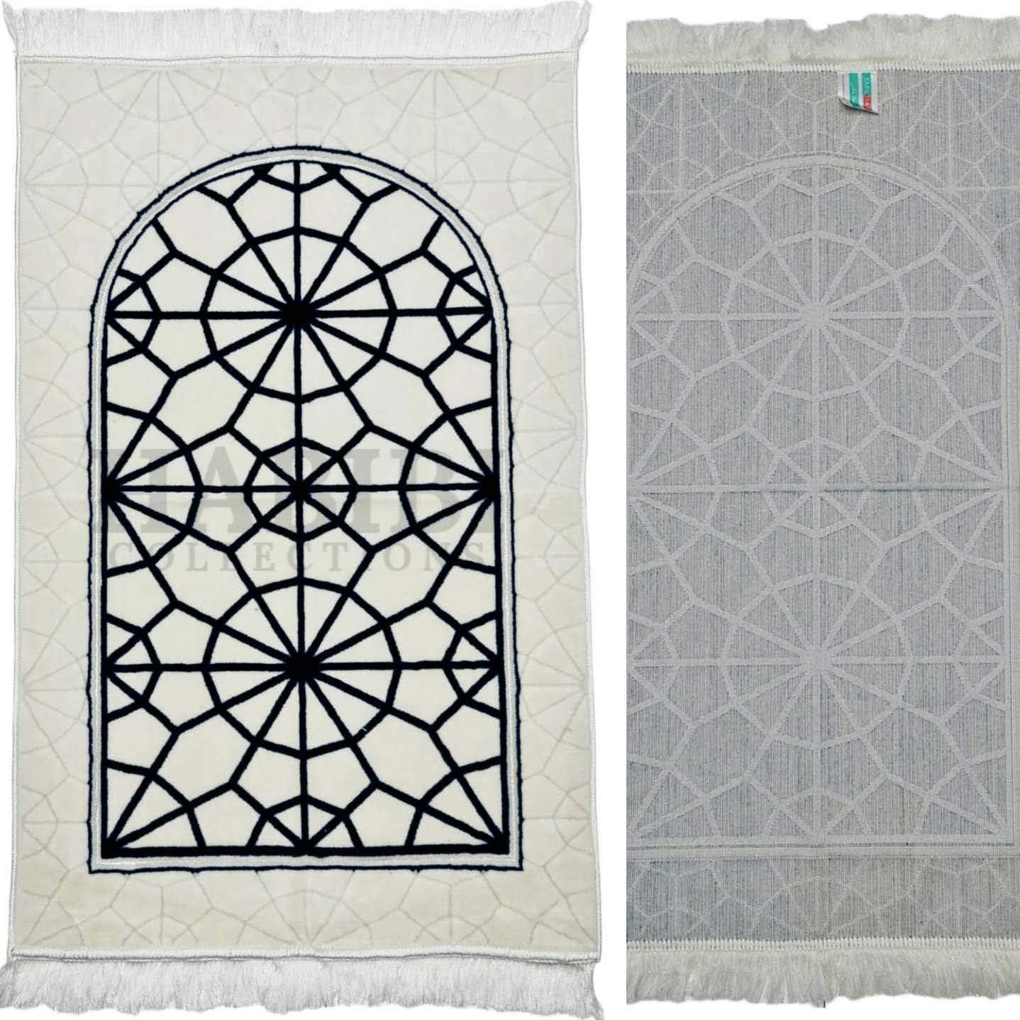 Adult Islamic Prayer Mat Masjid Star Geometric Janamaaz Saudi Arabia (Navy)