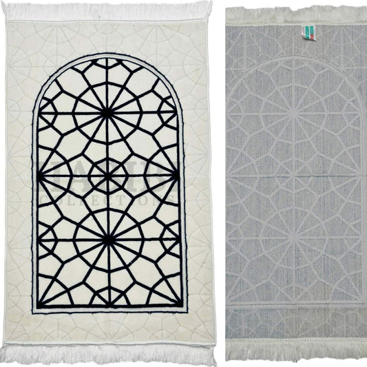 Adult Islamic Prayer Mat Masjid Star Geometric Janamaaz Saudi Arabia (Navy)