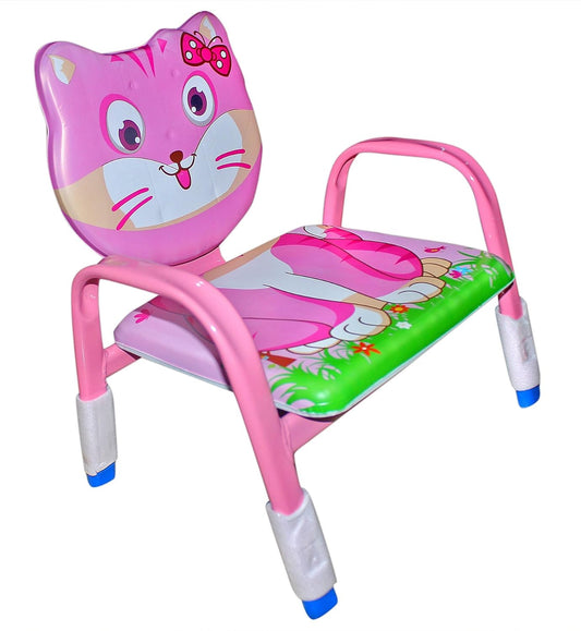 BABY STATION Kids Cushioned Metal Chair with Squeaky Sound (Pink)