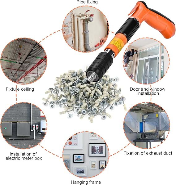 Nail Gun with Round Nails,Portable Speed Nail Gun Kits,Adjustable Manual Steel Nail Gun Tool with Gloves,Glasses
