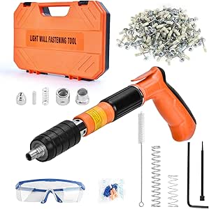 Nail Gun with Round Nails,Portable Speed Nail Gun Kits,Adjustable Manual Steel Nail Gun Tool with Gloves,Glasses
