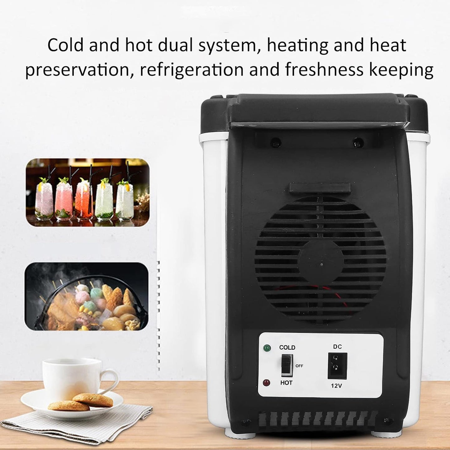 banapoy Mini Fridge, 6L Portable Car Refrigerator 12V Electric Cooler Warmer Freezer for Beverage Drinks, Small Cosmetic Skincare Refrigerator for Camping Travel Truck Van