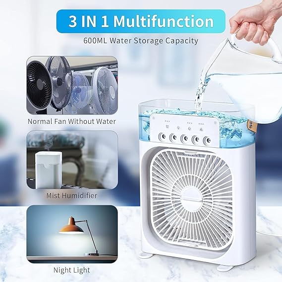 Portable Air Conditioners,700ml Mini Evaporative Cooler,USB Personal Conditioner with 7 LED Light,AC Cooling Fan for car Home Office Room