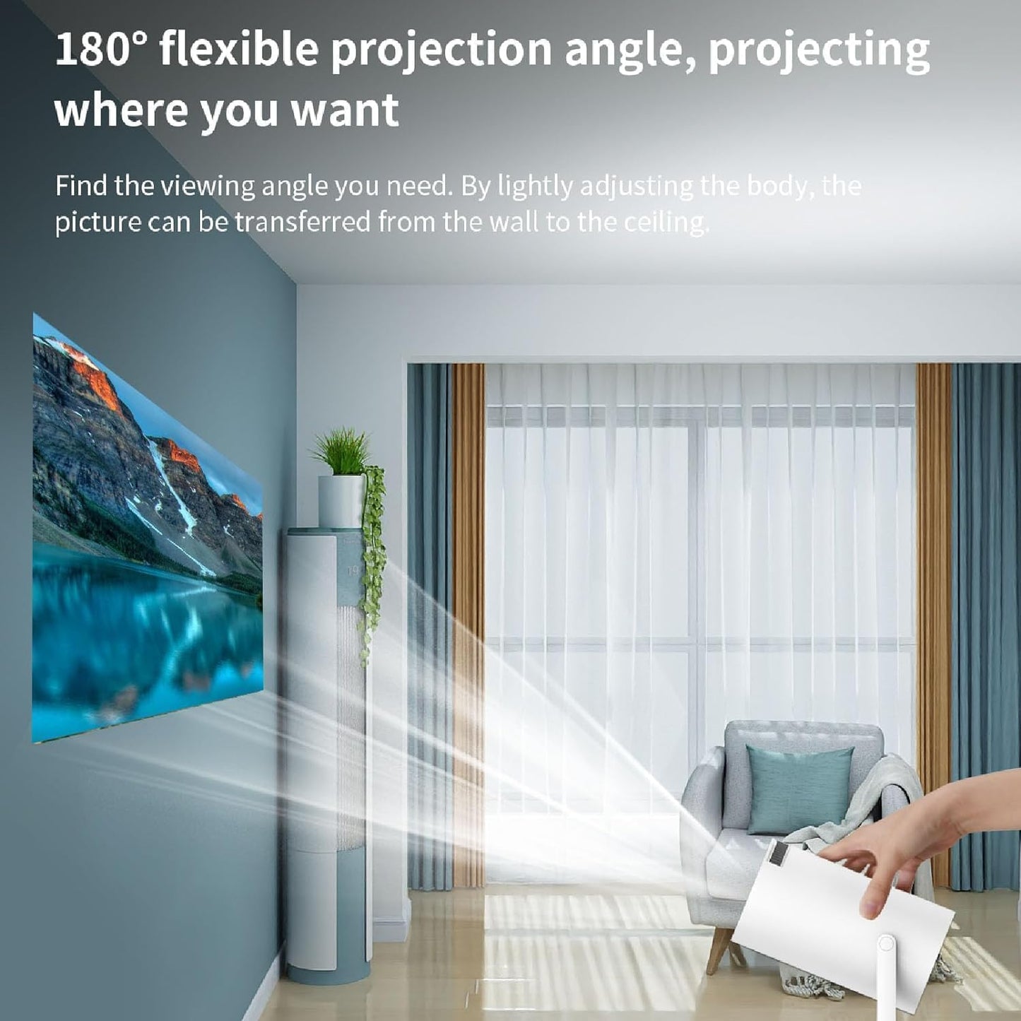Mini Projector, HY300 Auto Keystone Correction Portable Projector with 2.4/5G WiFi, BT 5.0, 130 Inch Screen, 180 Degree Flip, Round Design, Home Video Projector with hd quality