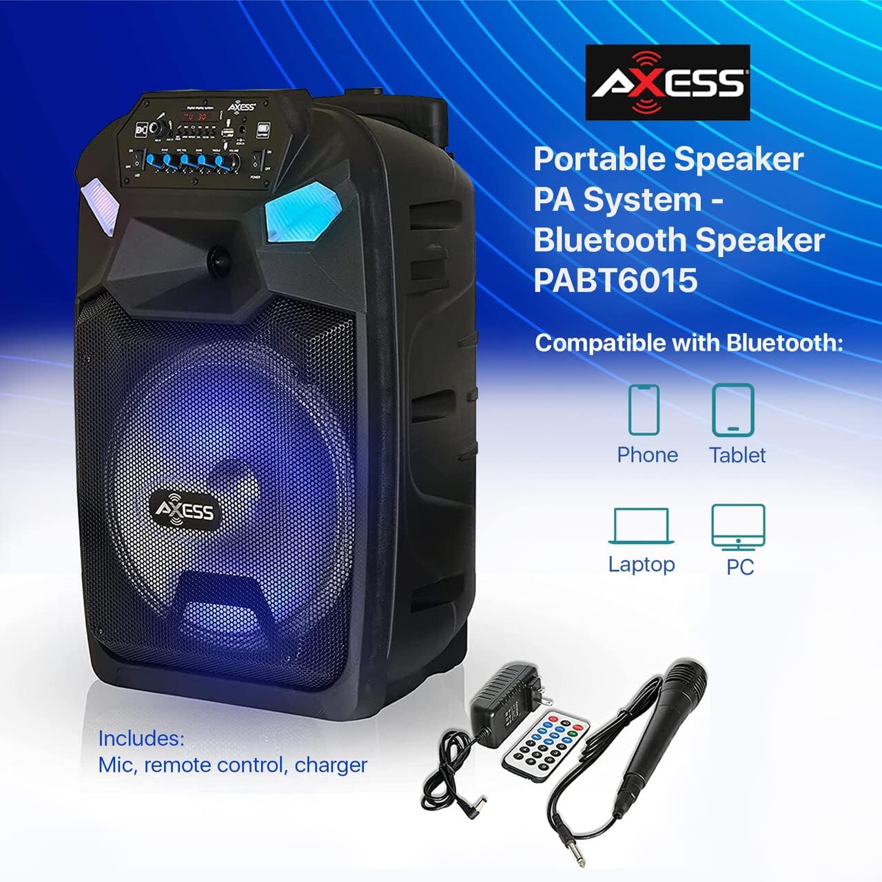 Axess Portable PA Speaker System with Wired Microphone