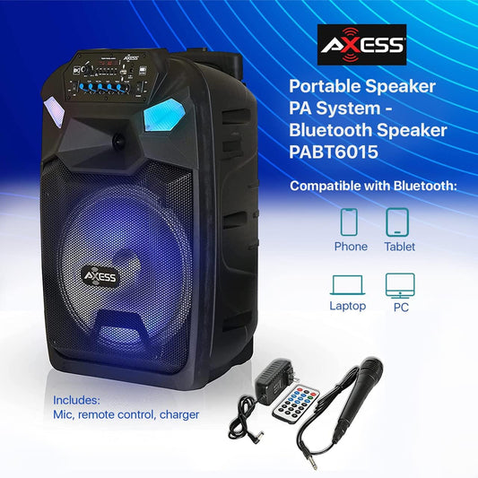 Axess Portable PA Speaker System with Wired Microphone