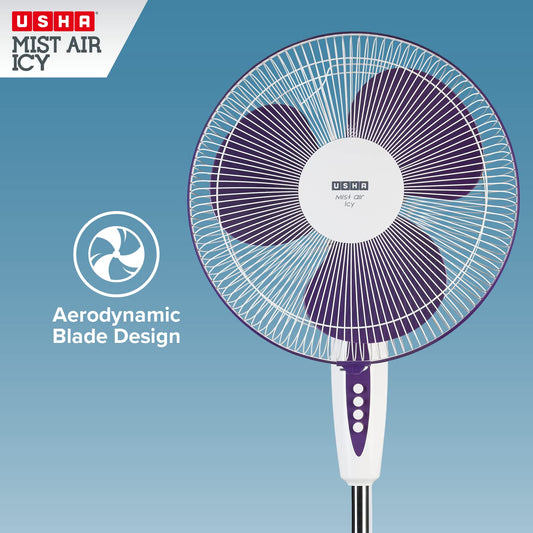 Usha Mist Air Icy 400mm Pedestal Fan (Purple)