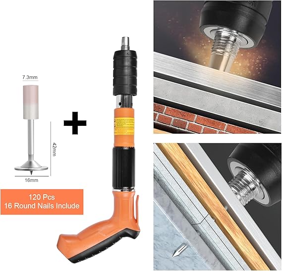 Nail Gun with Round Nails,Portable Speed Nail Gun Kits,Adjustable Manual Steel Nail Gun Tool with Gloves,Glasses