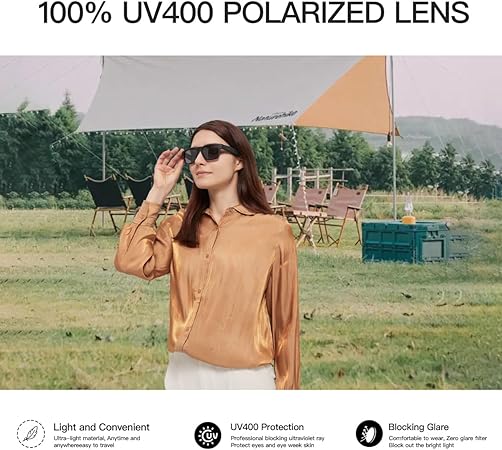 Bluetooth Sunglasses,Voice Control and Open Ear Style Smart Glasses Listen Music and Calls with Volume UP and Down,Bluetooth 5.0 Audio Glasses and IP44 Waterproof, unisex-adult