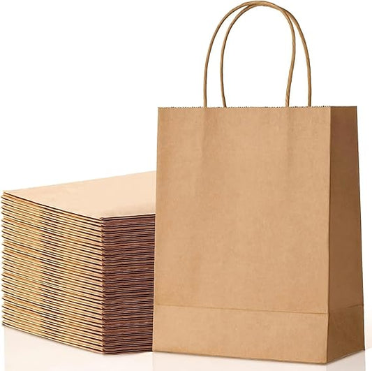 12 Pcs Paper Bag Brown Twisted Handle Paper Party Bags Hen Party Bags Kraft Paper Bag Bride Birthday Gift Bag Wedding Celebrations Bags For Party Favour (29 x 29 x 15 cm) - Pack Of 12