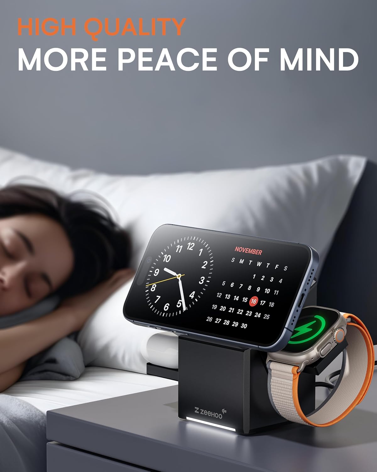 Wireless Charging Station, CubeTrick-X Qi2 15W Fast Charging, 3-in-1 Wireless Charging Station for Apple Watch