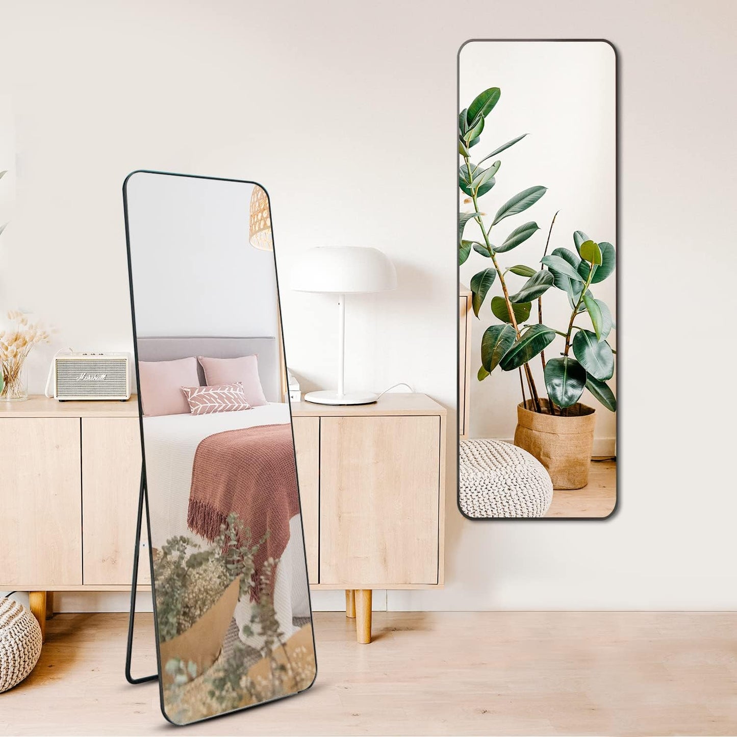 Alioth Full Length Mirror - Rectangle Aluminum Frame Standing Floor Mirror - Dressing Wall Mirror for Bedroom, Bathroom, Living Room Decor