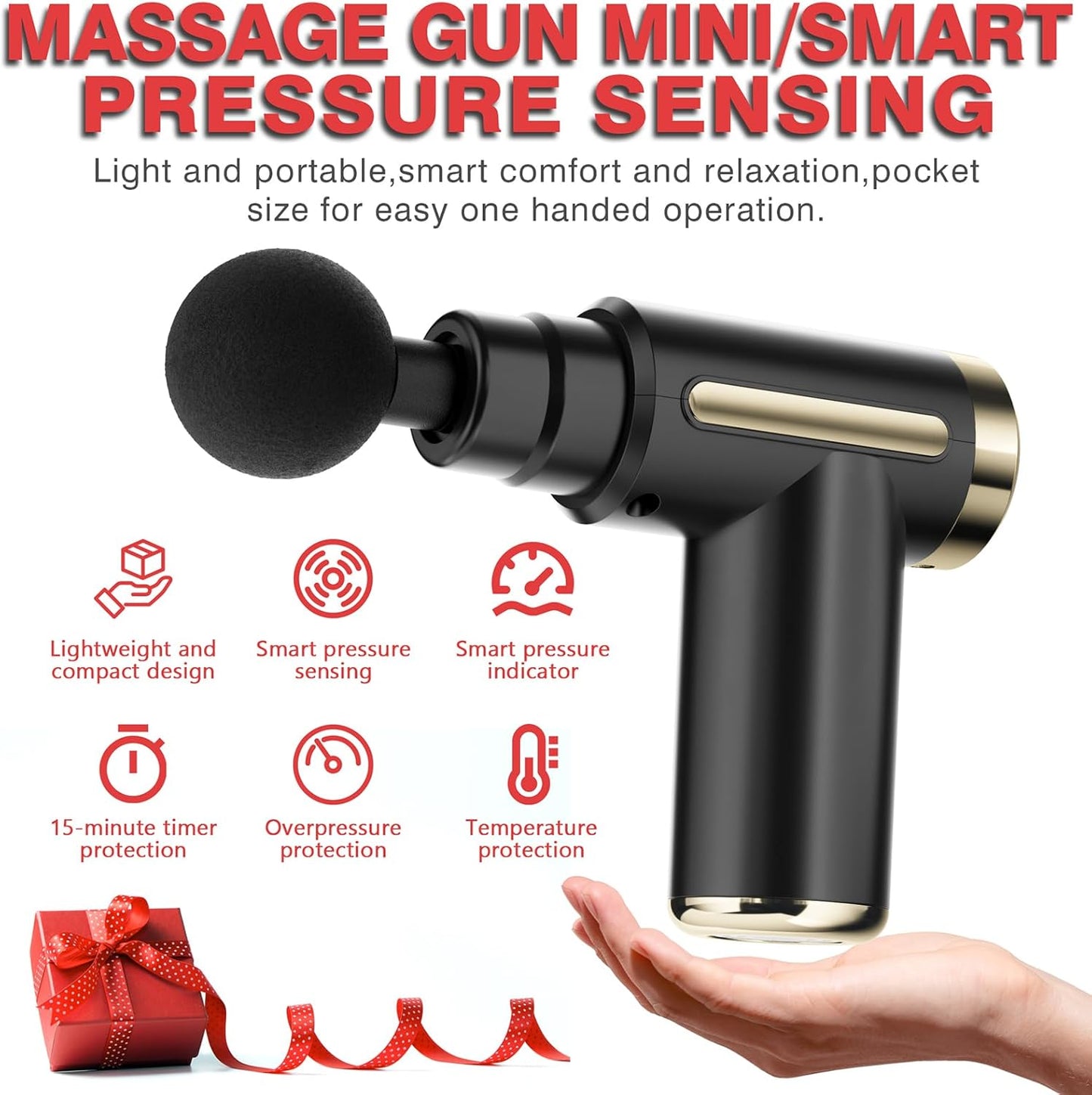Massage Gun, Quiet Hand Massager, Mini Massage Gun for Neck, Back, Arms, Legs, Shoulders