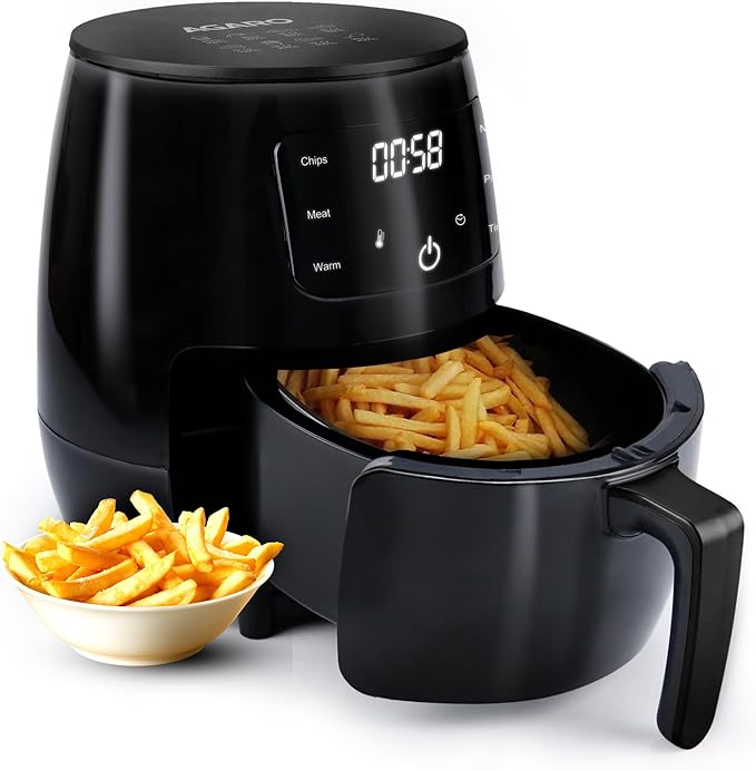 AGARO Alpha Digital Air Fryer For Home, 4.5 Litres, 6 Cooking Options, Electric, Convection Oven, 1400W, 360 Degrees Air Circulation, Digital Display, Keep Warm, Bake, Roast, Toast, Black