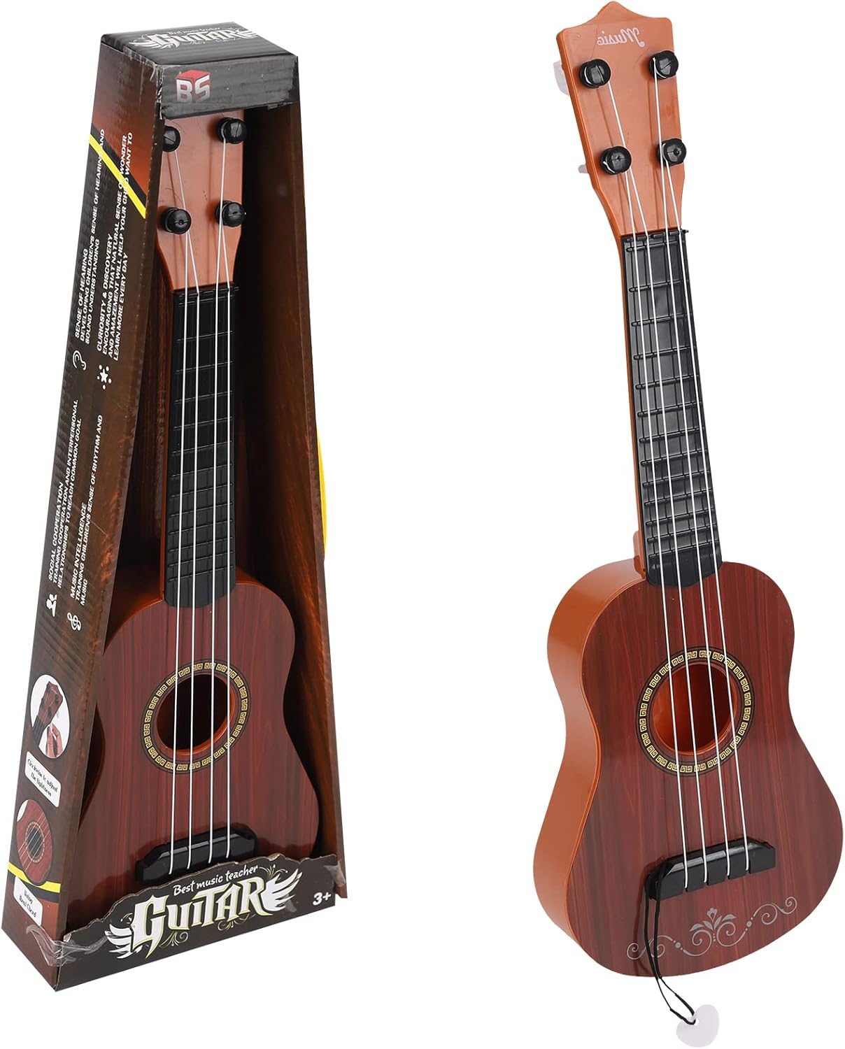 Ukulele Toy for Beginner, 42 CM Guitar Musical Toy Ukulele Instrument Kids Toy with 4 Adjustable Strings Classical Instrument for Toddlers 3-12 Boys and Girls