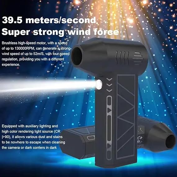 Mini Jet Fan, Super Strong Brushless Motor, Ultra High-Speed, Extra Long Range, Violent Wind Force, Magnetic Suction Nozzle, Dust Blowing Artifact, Small Hand Fan
