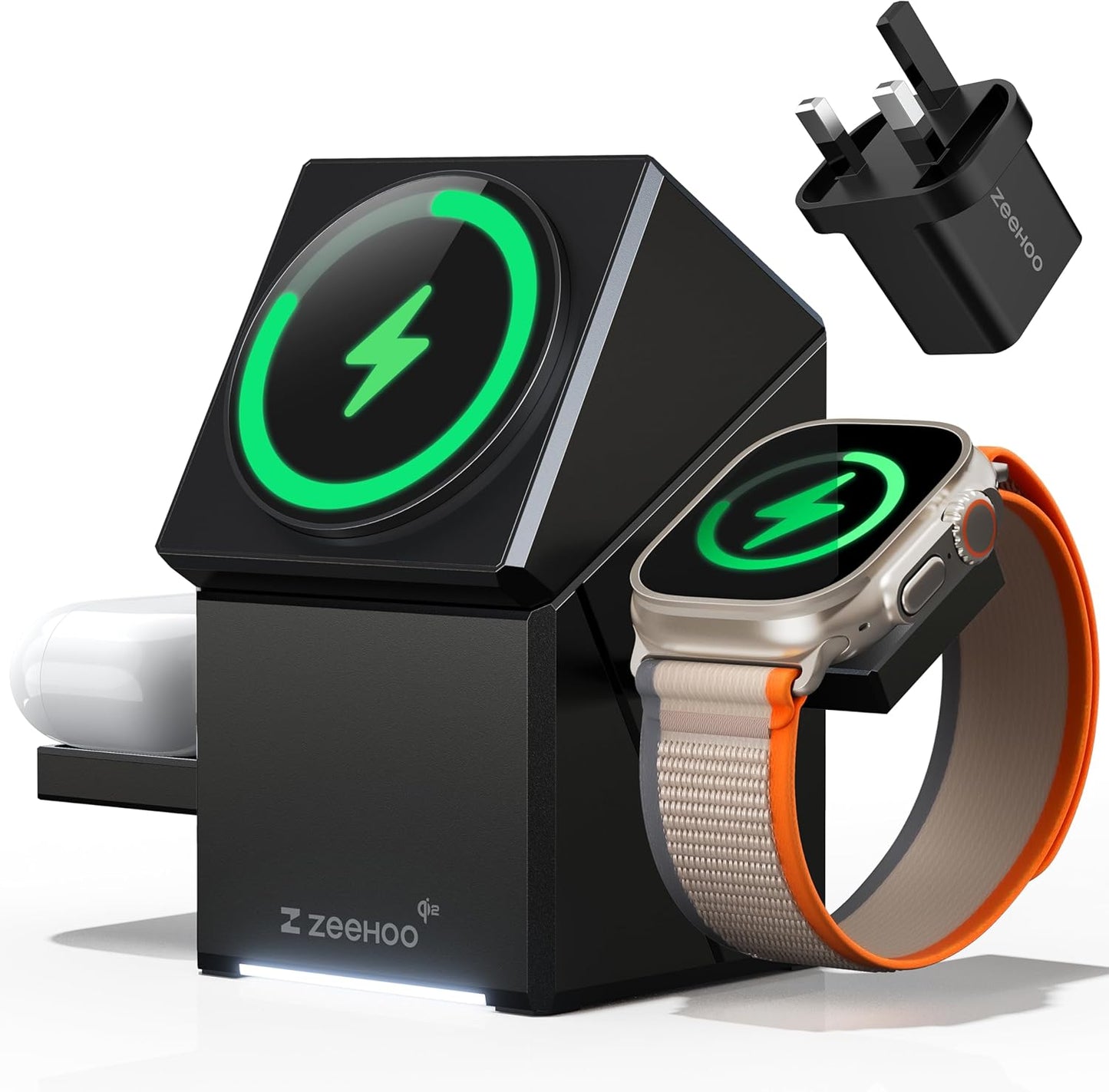 Wireless Charging Station, CubeTrick-X Qi2 15W Fast Charging, 3-in-1 Wireless Charging Station for Apple Watch