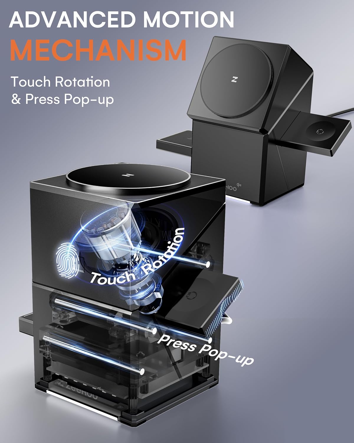 Wireless Charging Station, CubeTrick-X Qi2 15W Fast Charging, 3-in-1 Wireless Charging Station for Apple Watch