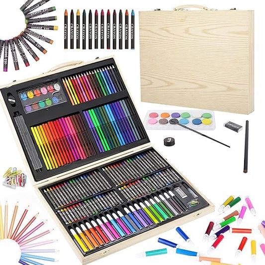 SWIFT 180-Piece Portable Art Set for Kids | Drawing, Painting, Crayons, Color Pencils, Markers | Wooden Case with Oil Pastels, Crayons, Colored Pencils, Markers for Kids and Teens Visit the Swift Store
