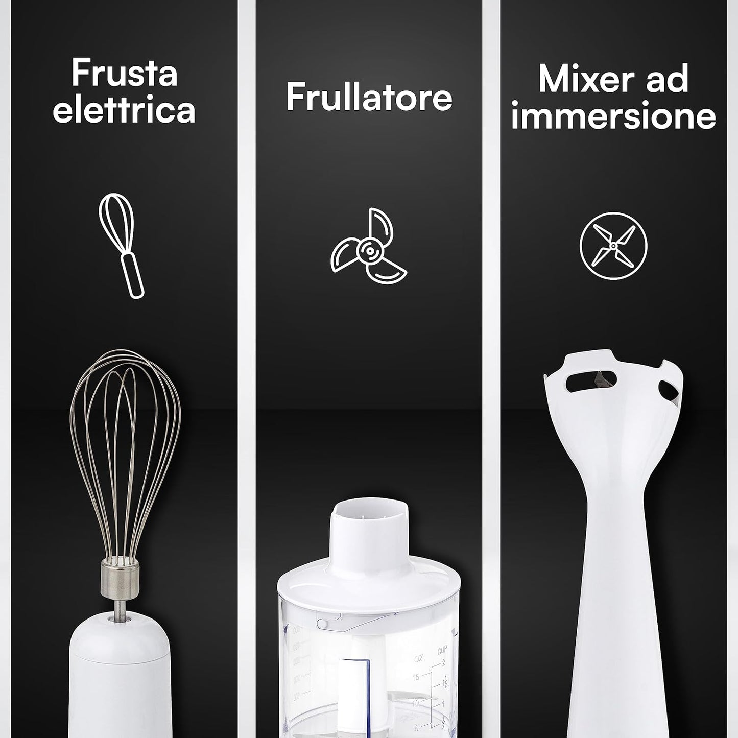 Baroni Home 2 in 1 2 Speed Mixer Set, 200W Multifunctional Blender with Submersible Blender