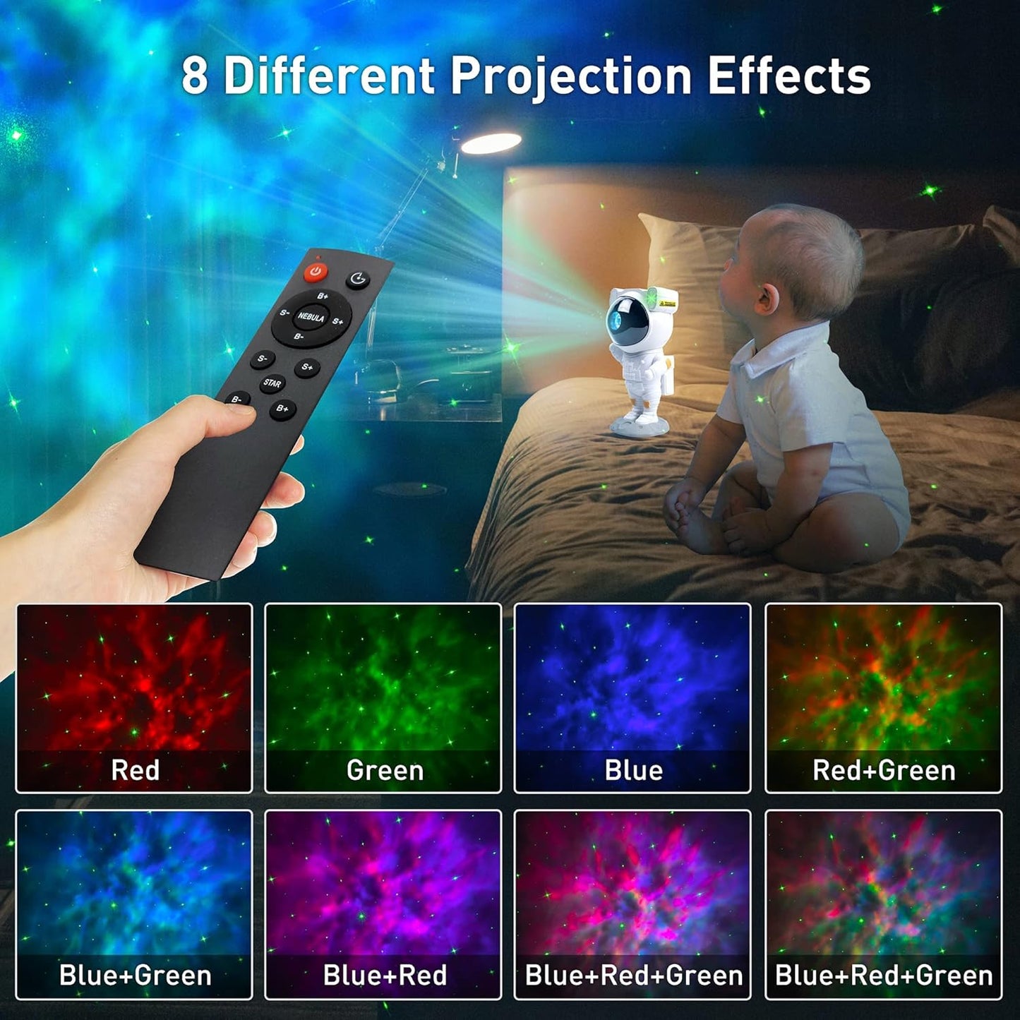 Star Projector Night Light with Timer and Remote Control, 360° Adjustable Astronaut Galaxy Projector Night Light for Kids Adults Bedroom, Gaming Room Decor, Home Theater (Astronaut)