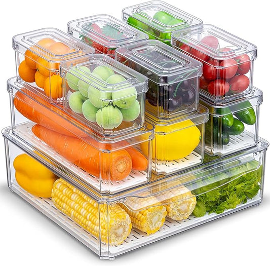 Fridge Organiser, Stackable Storage Containers with Lids
