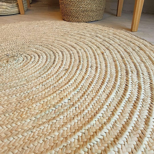 Handmade Palm Round Rug 100% Natural Bohemian Decor