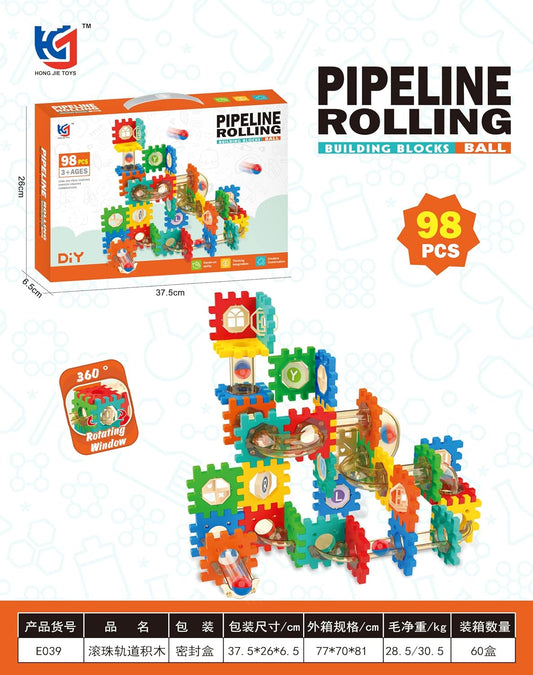 building blocks rolling ball, colorful design, 98 PCS, 3+ ages