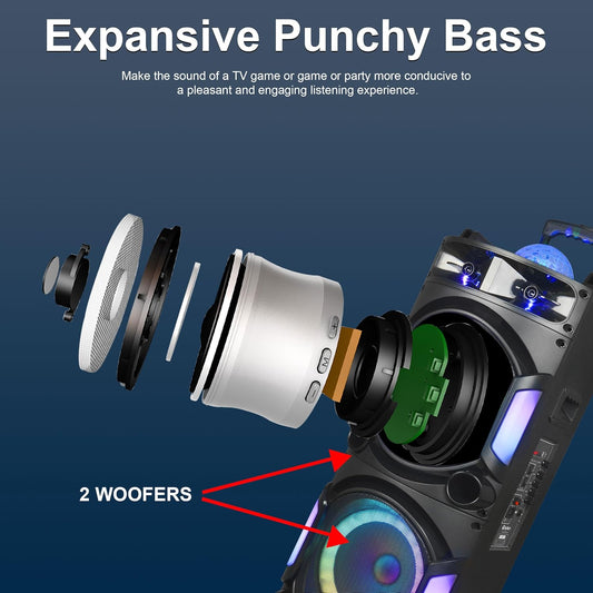 Woofer Portable Bluetooth Speaker with Disco Light