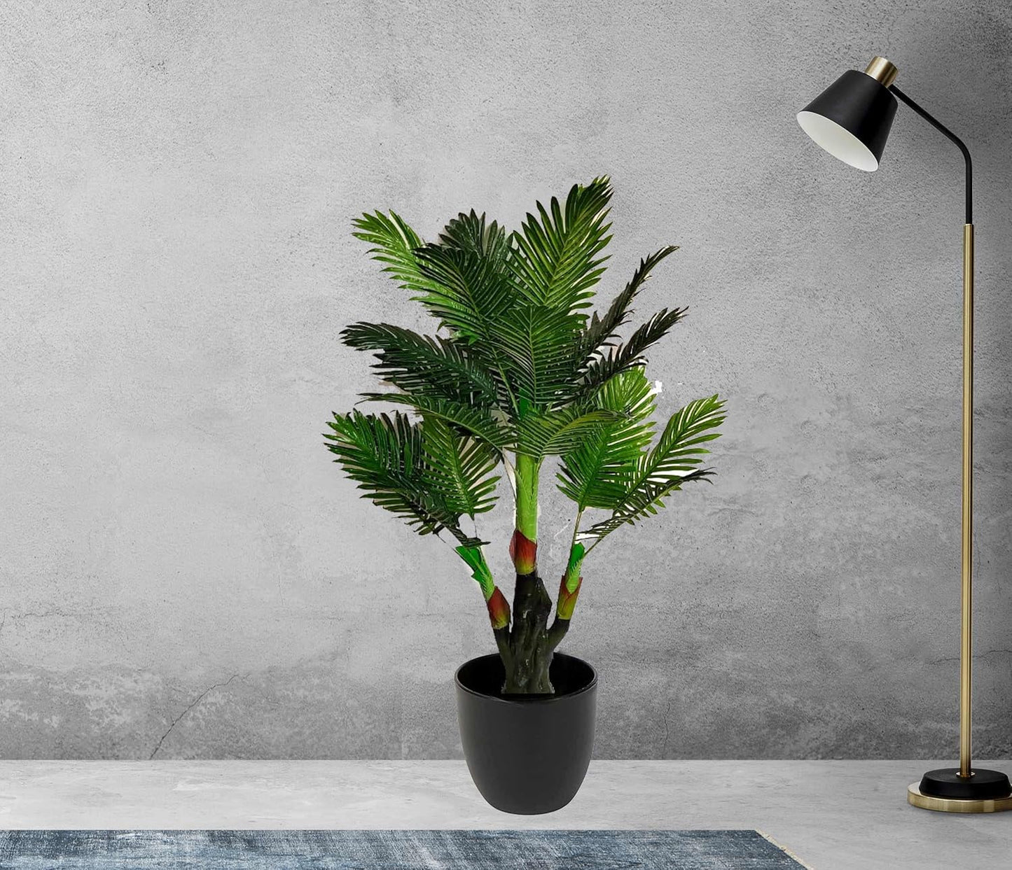 Artificial Palm Tree with Large Silk Green Leaves Fake House Office Plant 4.65-Feet, with No Pot