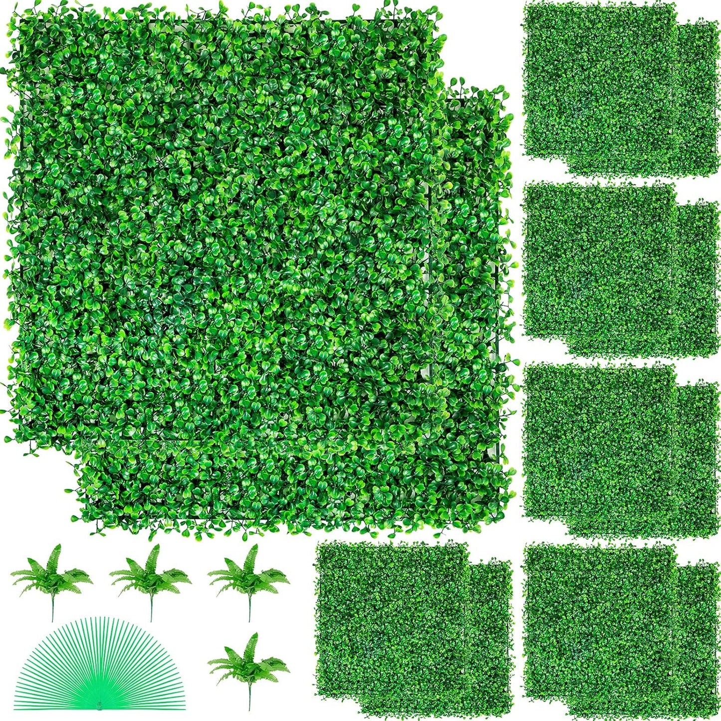 Artificial Boxwood Panels,Boxwood Hedge Wall Panels,Artificial Grass Backdrop Wall 1.6",Privacy Hedge Screen UV Protected for Outdoor Indoor Garden Fence Backyard