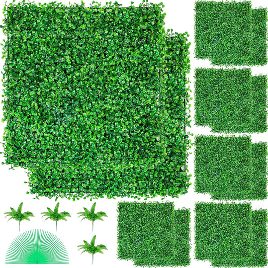 Artificial Boxwood Panels,Boxwood Hedge Wall Panels,Artificial Grass Backdrop Wall 1.6",Privacy Hedge Screen UV Protected for Outdoor Indoor Garden Fence Backyard