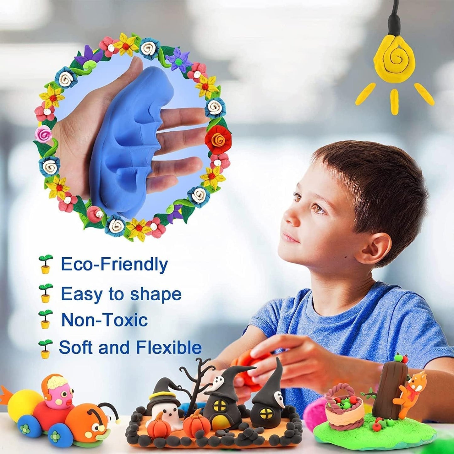 Air Dry Clay Differents Colors Ultra Light Modeling Clay, Magic Clay, No-Toxic Modeling Clay & Dough for Kids with Tools, Gift for Kids