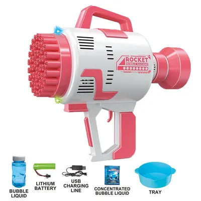 Hot Sale 49 Holes Rocket Launcher Bubble Guns Plastic Bazooka Automatic Light up Bubble Gun