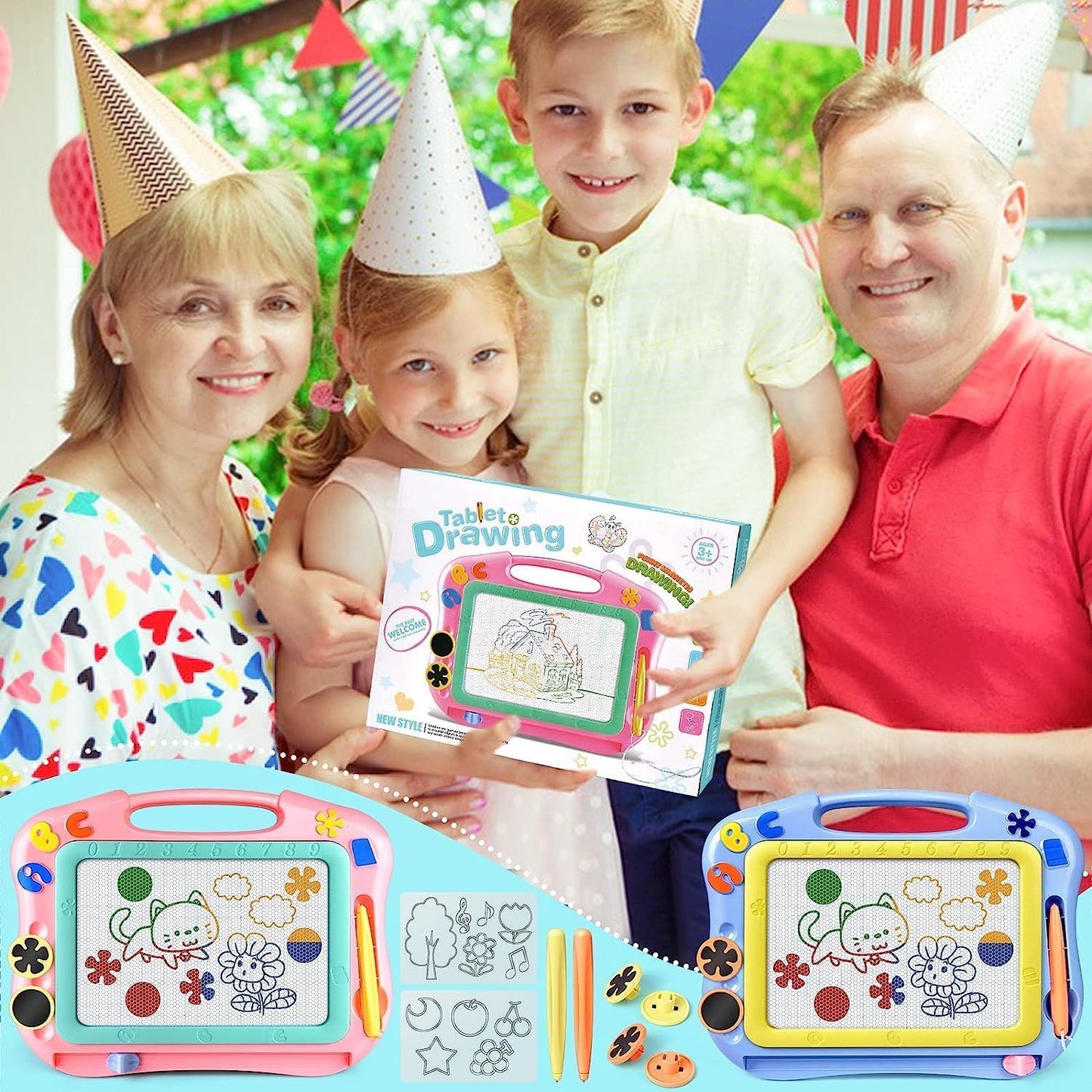 BBAUER Magnetic Drawing Board Kids Magnet Drawing Board Travel Size Toddler Toys Sketch Writing Colorful Erasable Sketching Pad