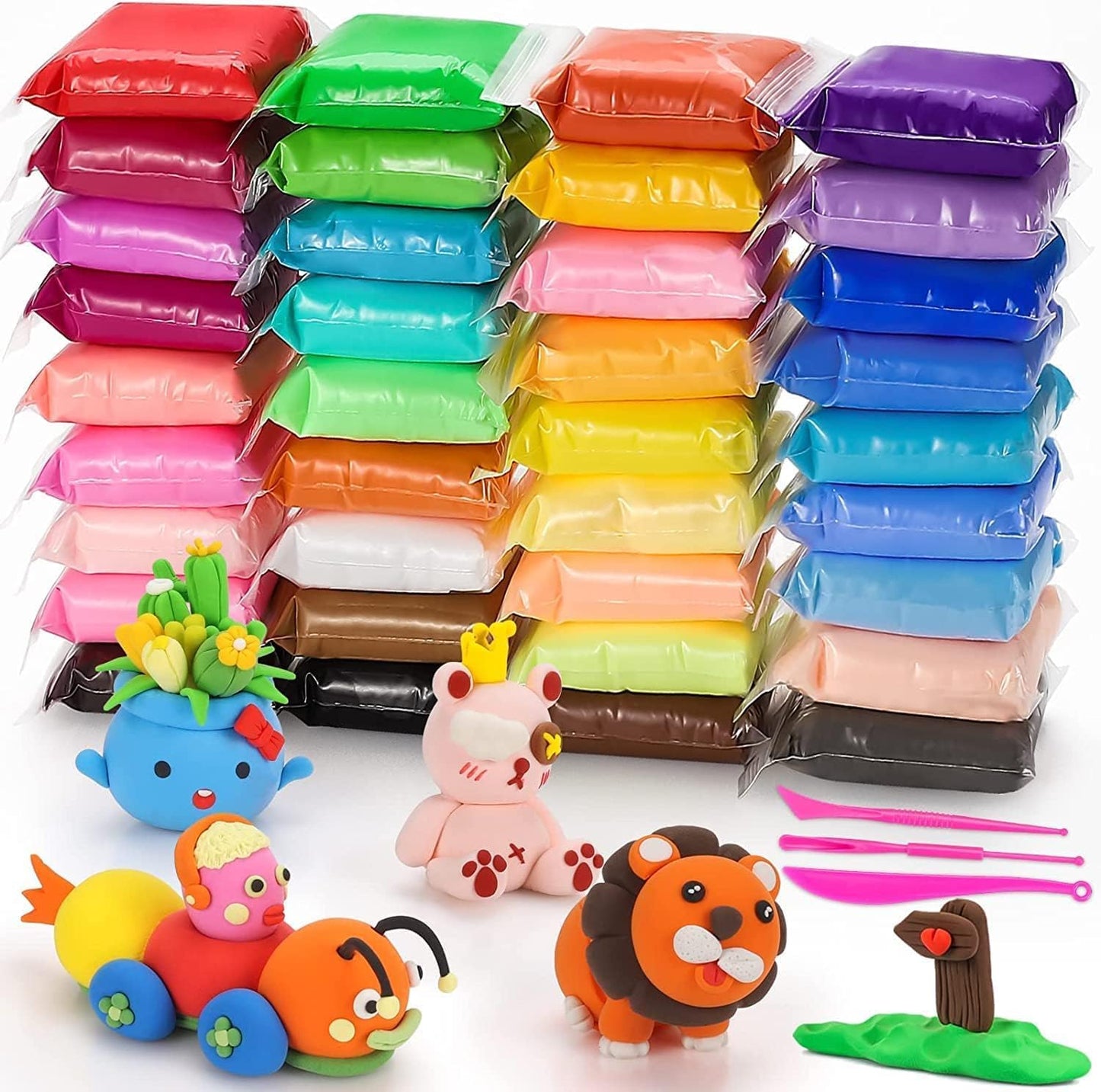 Air Dry Clay Differents Colors Ultra Light Modeling Clay, Magic Clay, No-Toxic Modeling Clay & Dough for Kids with Tools, Gift for Kids