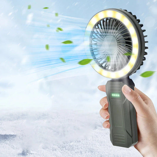 Folding Desk Fan with LED Light 4 Speed Portable Cooling Fan for Outdoor Camping