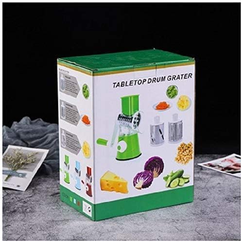 Manual Tabletop Drum Cheese Grater, 3 In 1 Rotary Shredder Slicer Grinder For Cucumber Nut Potato Carrot Cheese, Vegetable Salad Shooter, Assorted Color